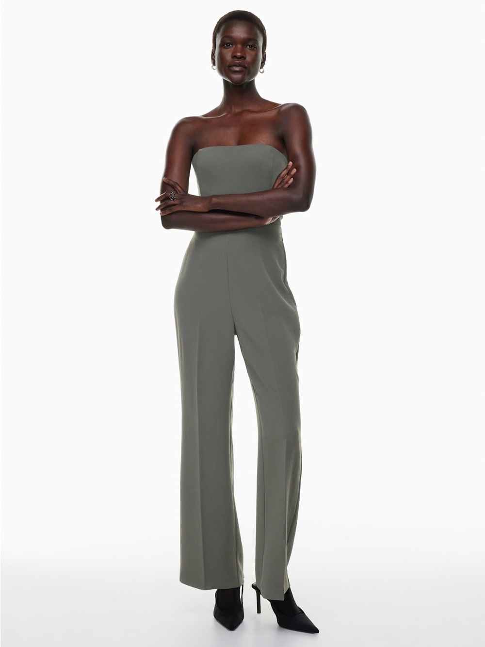 Aritzia Wilfred Endless Jumpsuit - Strapless Wide-Leg Jumpsuit in Gray
